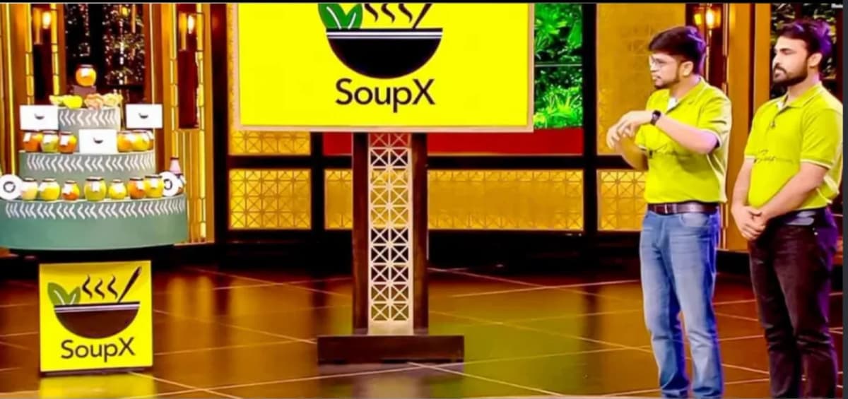 The SoupX founders pitching on the Shark Tank India set