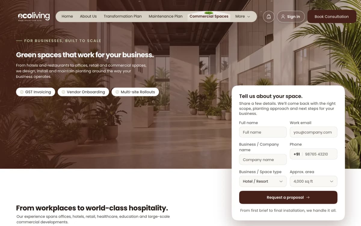 Ecoliving commercial spaces page