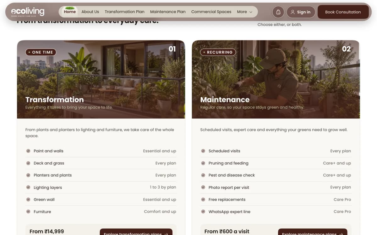 Ecoliving services comparison