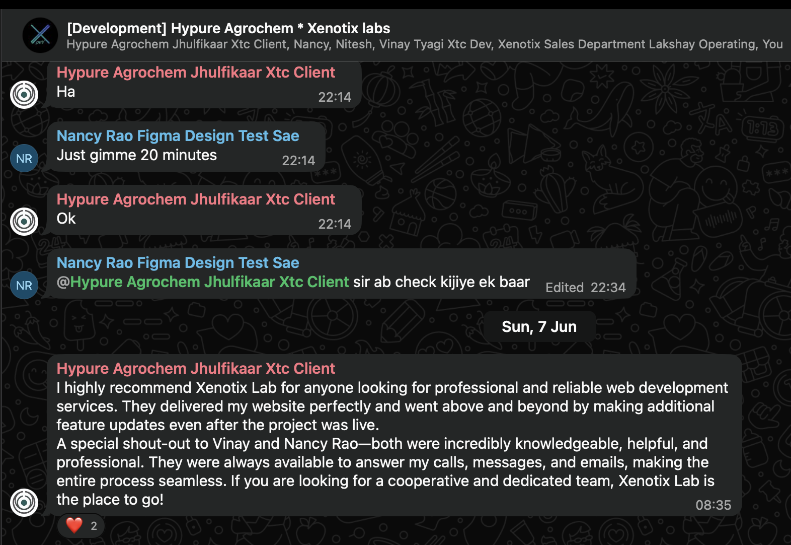 WhatsApp review from Hypure Agrochem — Web Development